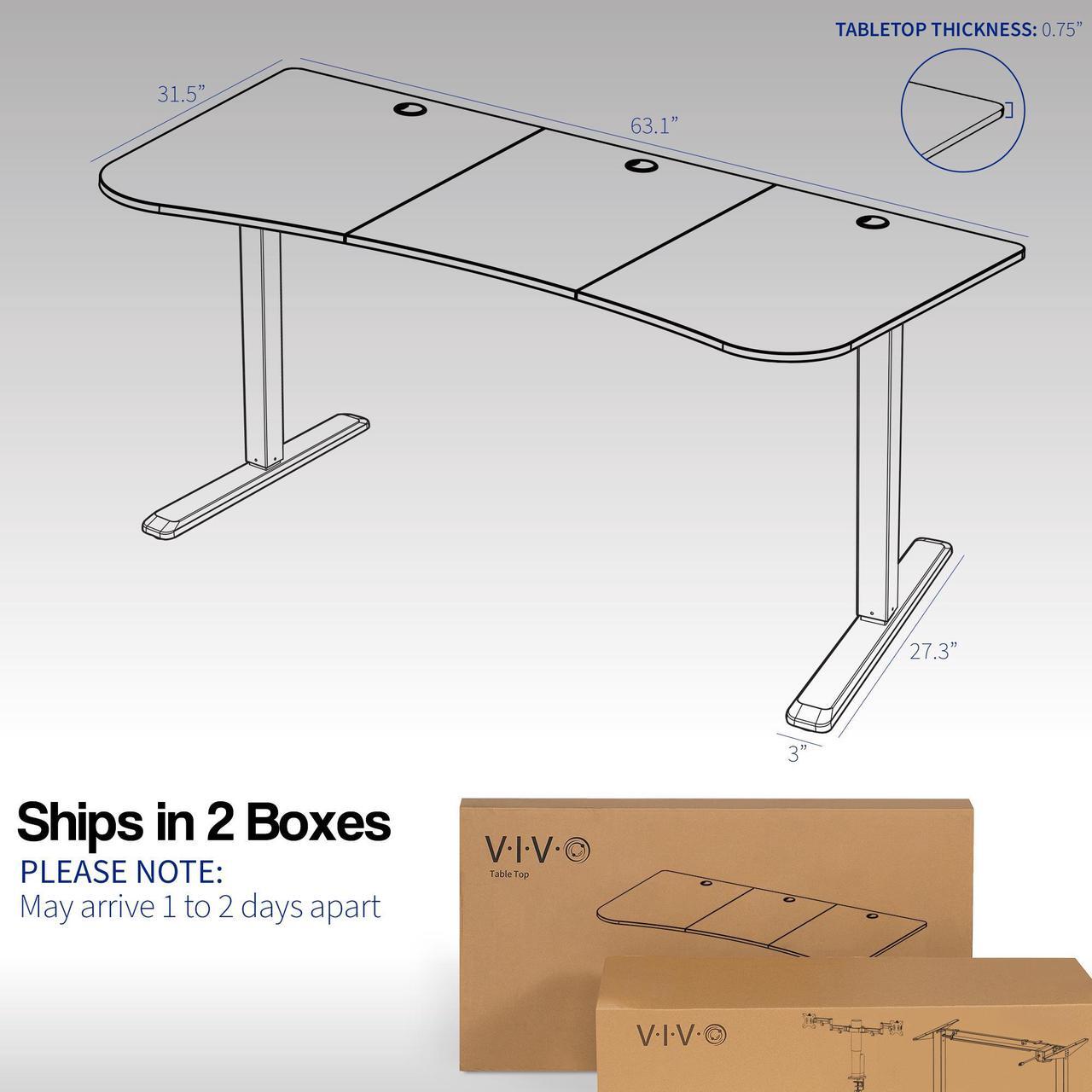 Alt view image 5 of 7 - VIVO Black 63" x 32" Electric Stand Up Desk with Motorized Dual Monitor Mount and 3 Section Table Top (DESK-KIT-SET1B)