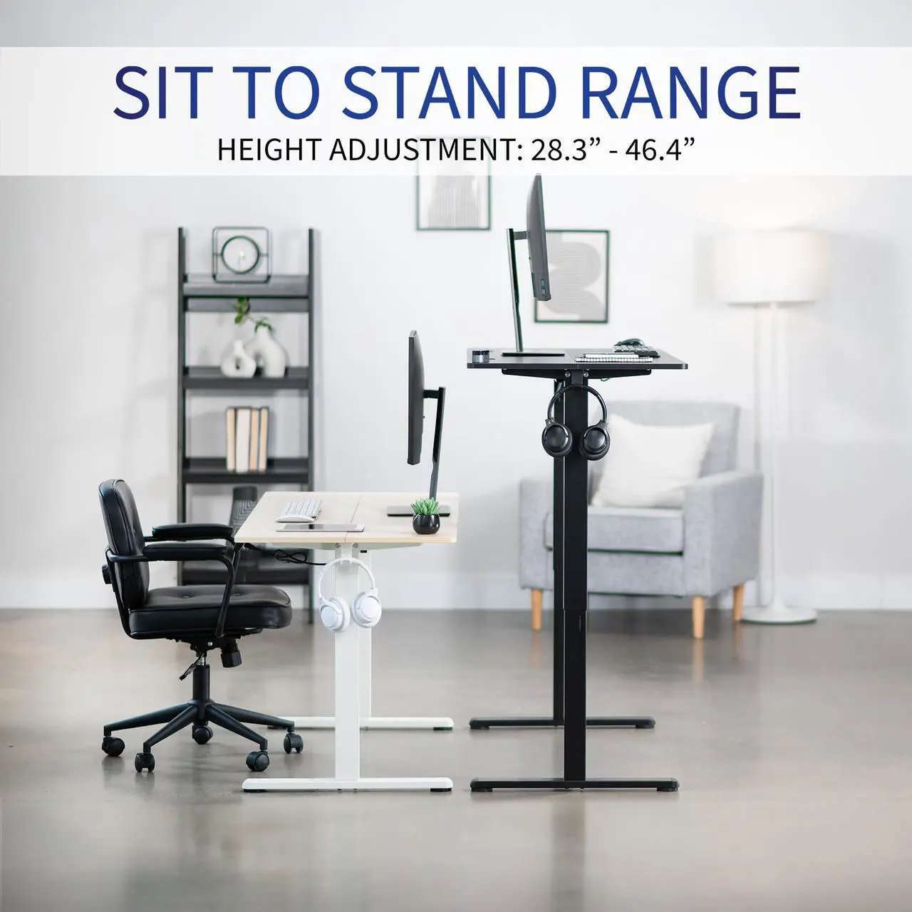 Alt view image 4 of 7 - VIVO Black 55" x 24" Electric Sit Stand Desk, Height Adjustable Workstation