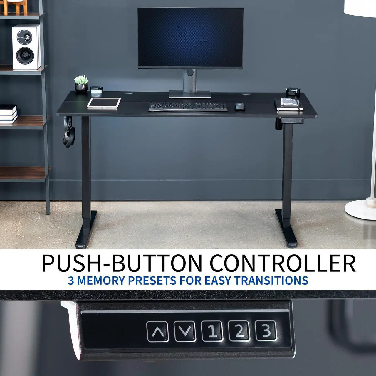Alt view image 5 of 7 - VIVO Black 55" x 24" Electric Sit Stand Desk, Height Adjustable Workstation