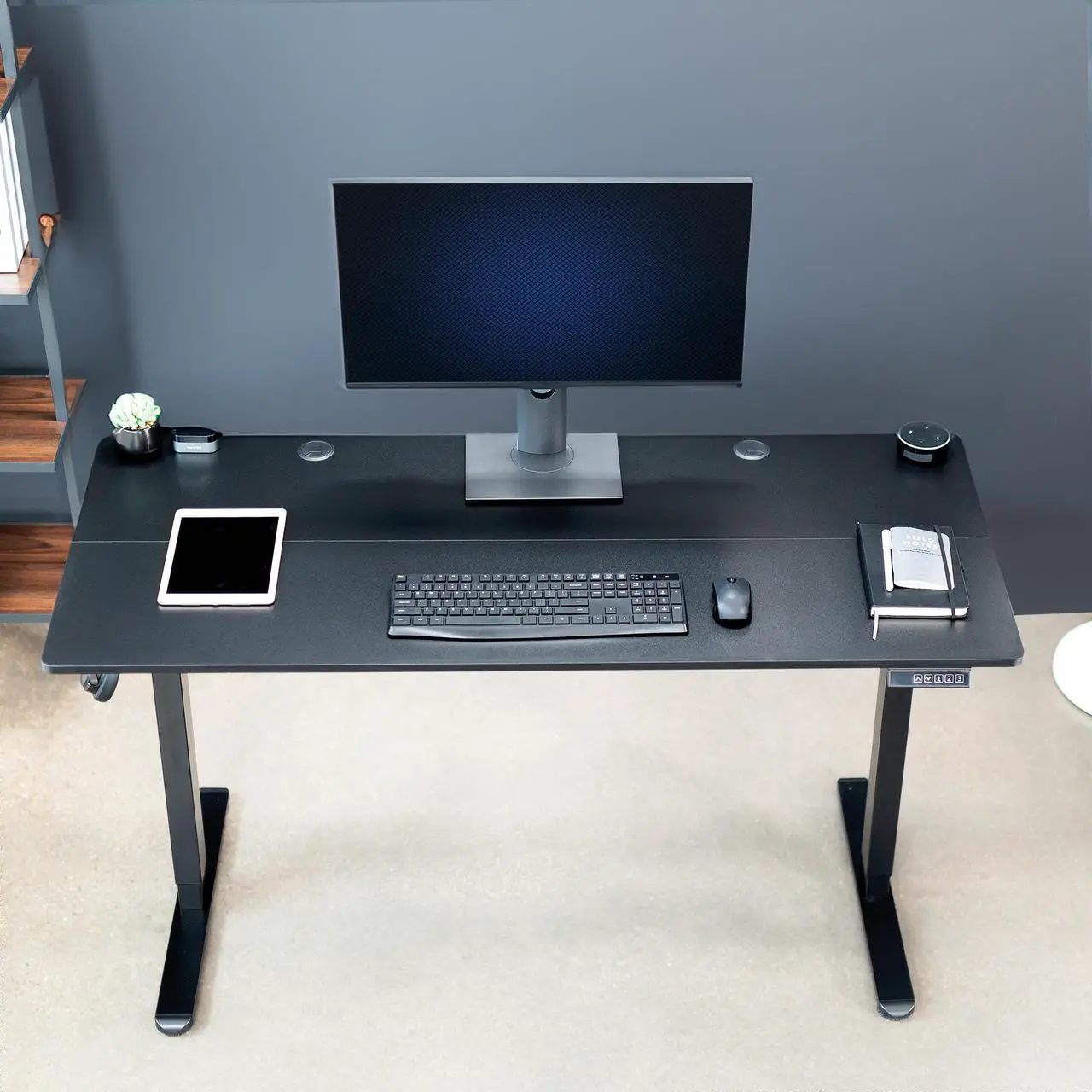 Alt view image 7 of 7 - VIVO Black 55" x 24" Electric Sit Stand Desk, Height Adjustable Workstation