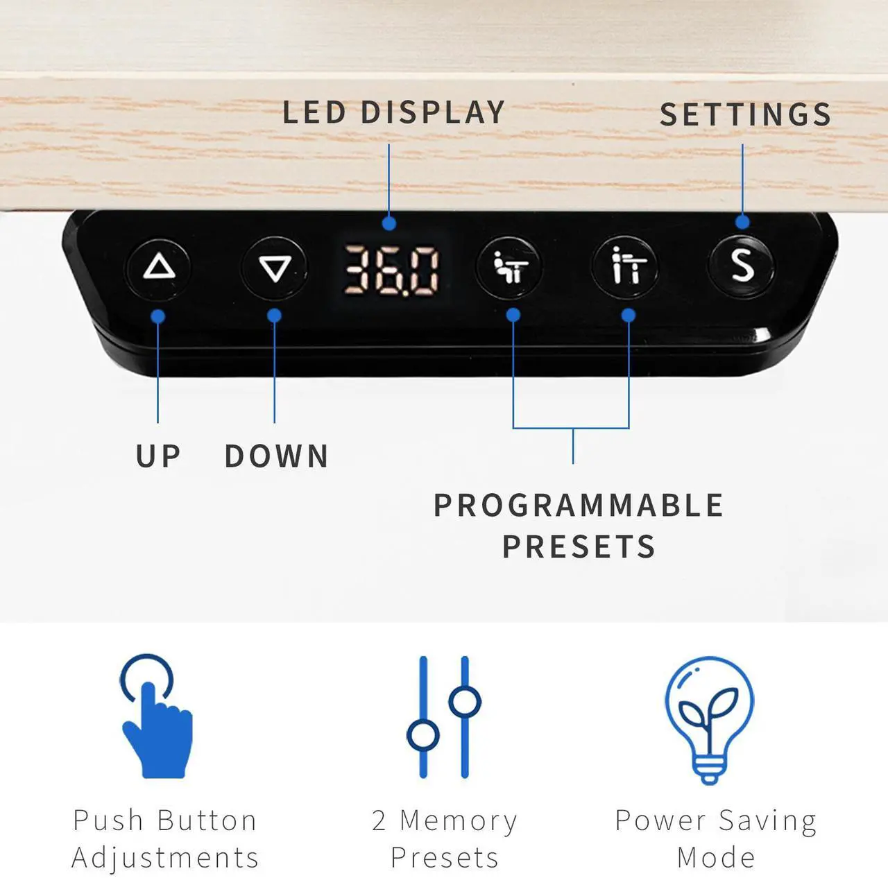 Alt view image 4 of 7 - VIVO White and Light Wood Electric 47" x 24" Sit Stand Desk, Height Adjustable Workstation (DESK-E144WC)