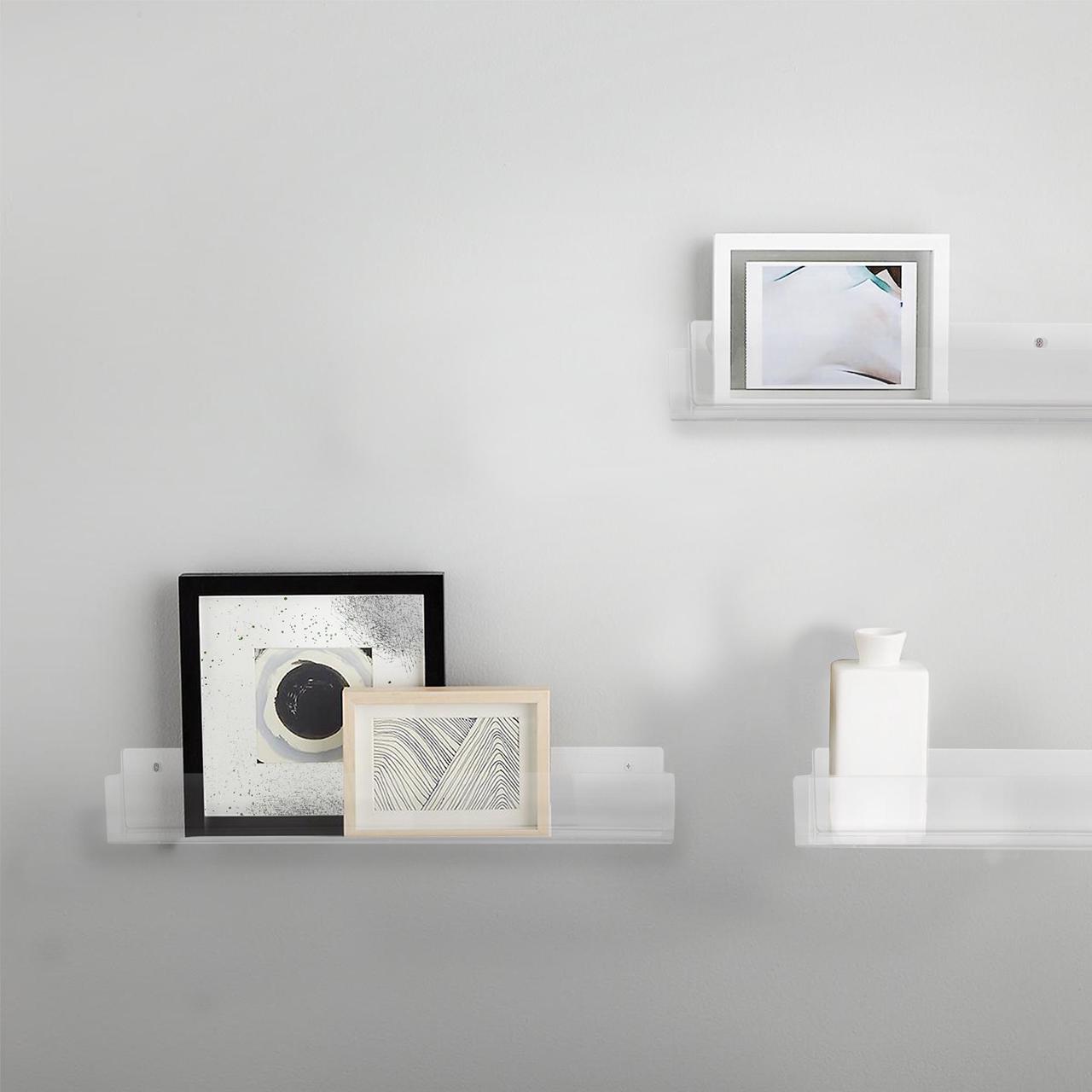 Alt view image 7 of 7 - VIVO Dual Acrylic 24" Floating Bookshelves, Clear Wall Display Shelves (2 Pack)