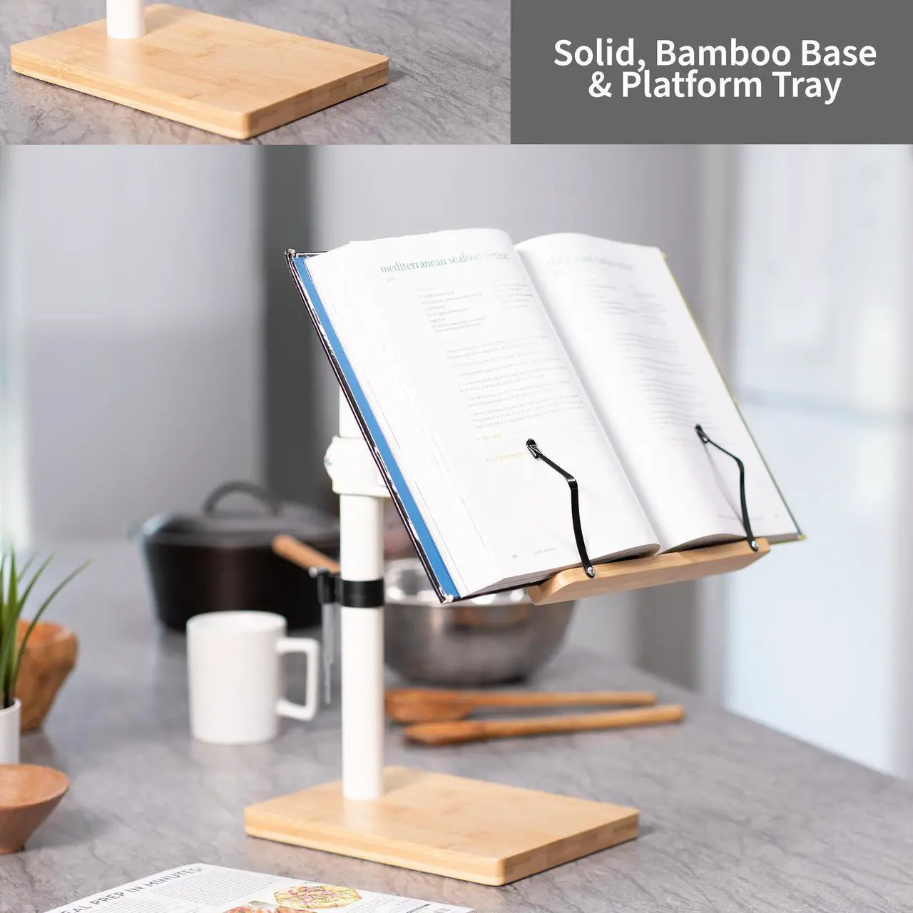 Alt view image 6 of 7 - VIVO Light Wood / White Adjustable Bamboo Book Stand for Hands Free Reading