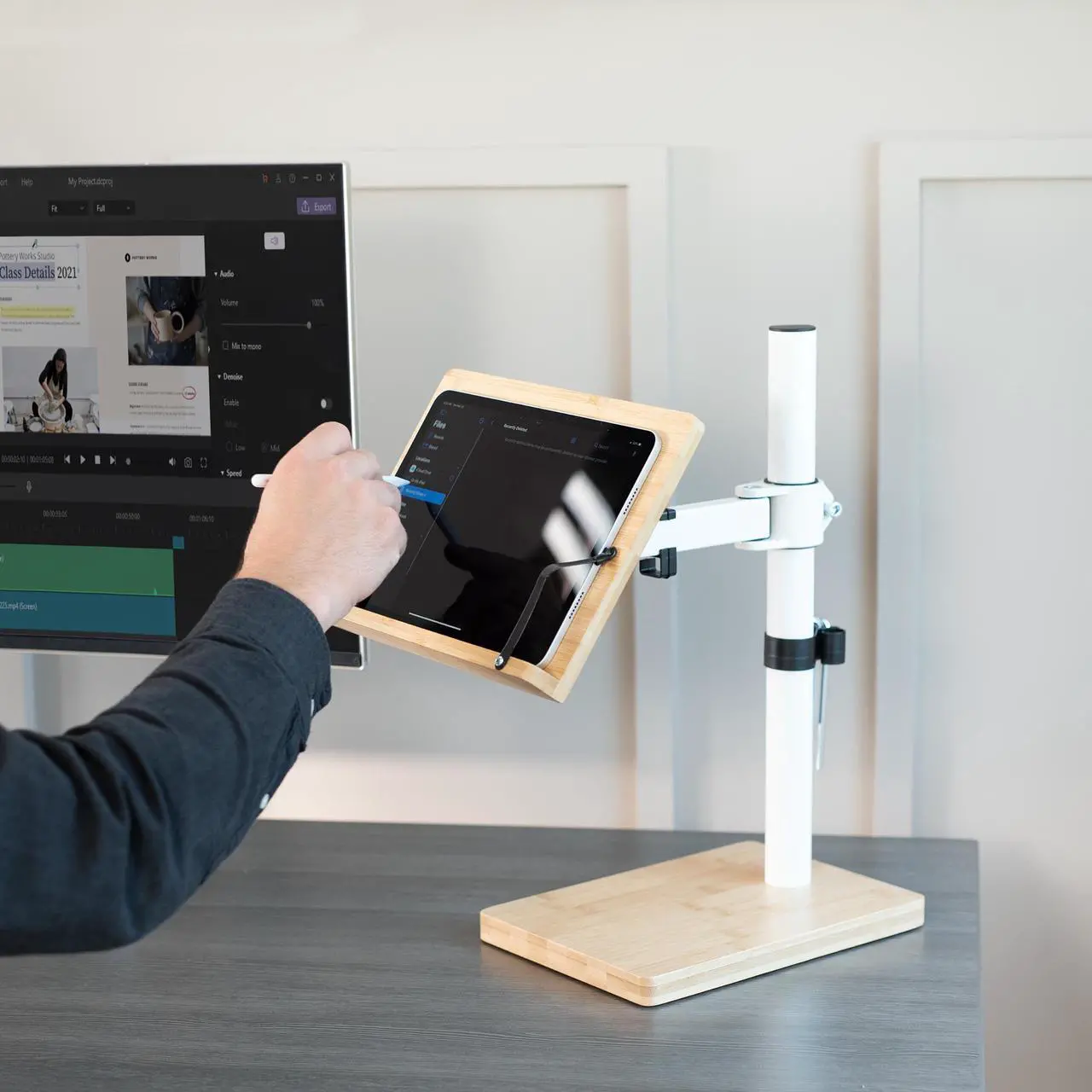 Alt view image 7 of 7 - VIVO Light Wood / White Adjustable Bamboo Book Stand for Hands Free Reading