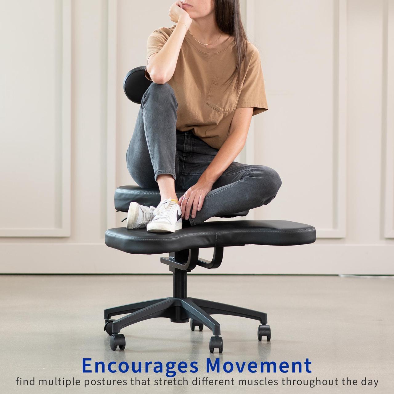 Alt view image 3 of 7 - VIVO Ergonomic Cross Legged Swivel Chair, Adjustable Stool for Home and Office