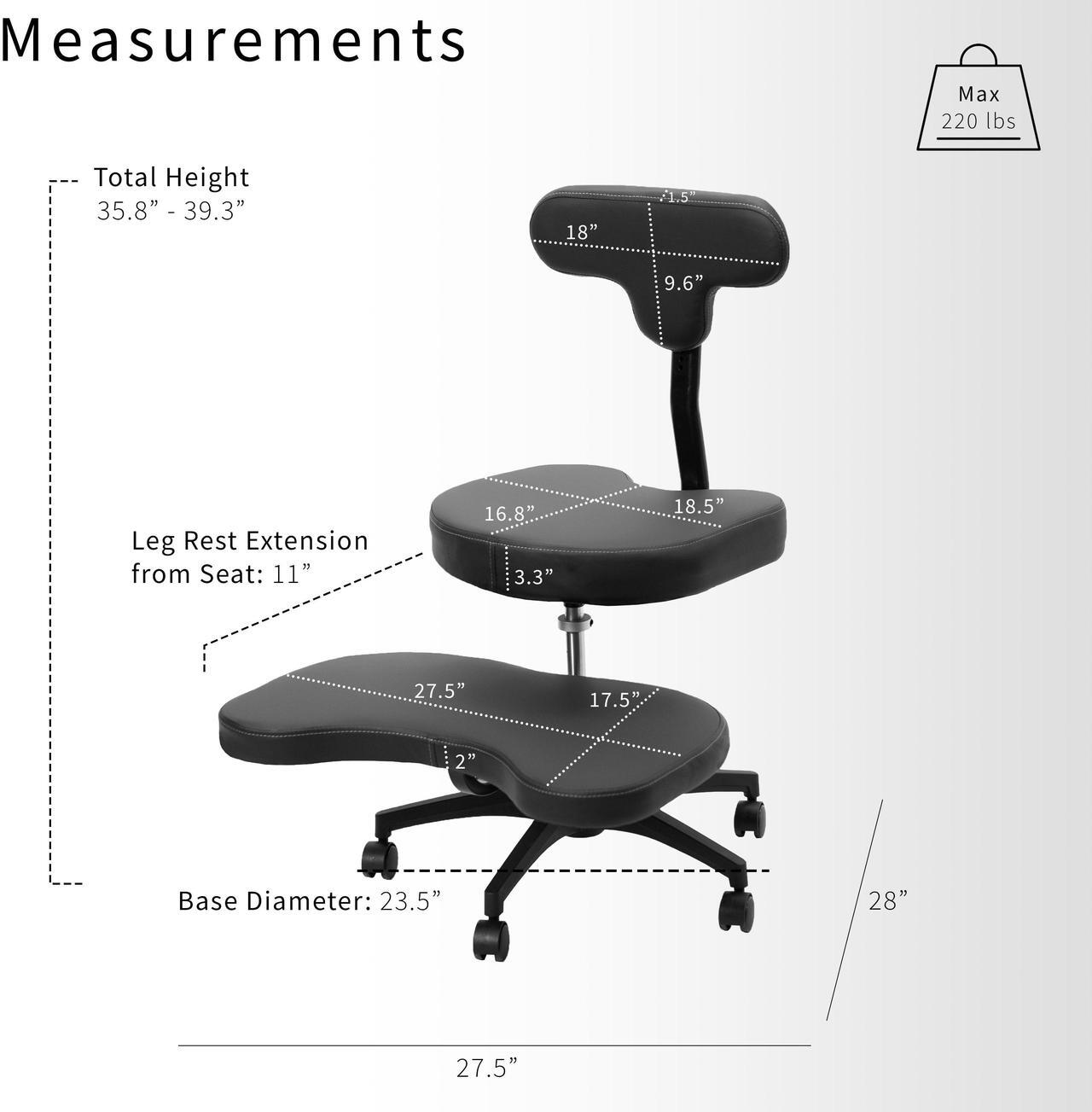 Alt view image 7 of 7 - VIVO Ergonomic Cross Legged Swivel Chair, Adjustable Stool for Home and Office