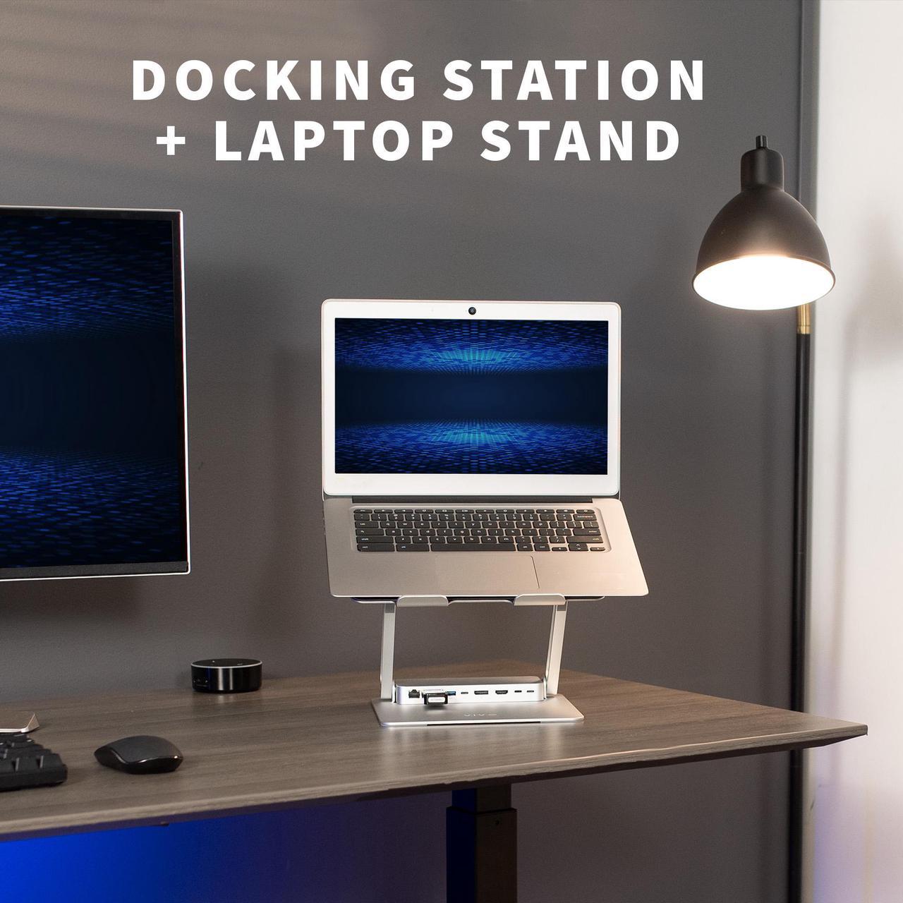 Alt view image 4 of 7 - VIVO Aluminum Height Adjustable Laptop / Notebook Stand Docking Station