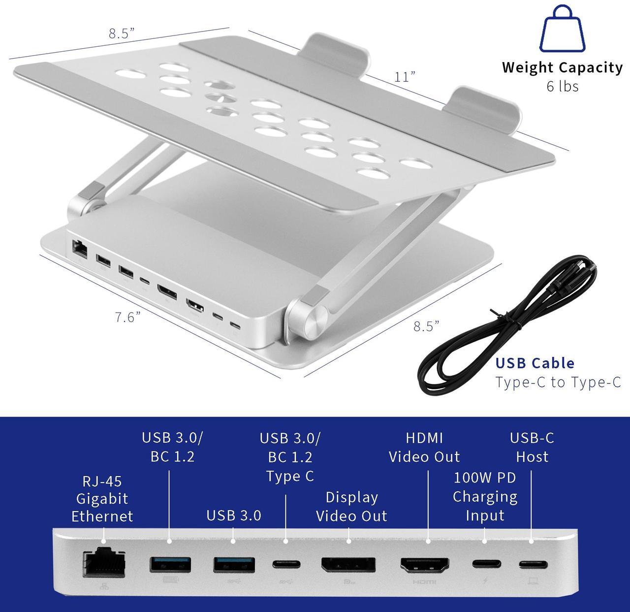 Alt view image 3 of 7 - VIVO Aluminum Height Adjustable Laptop / Notebook Stand Docking Station