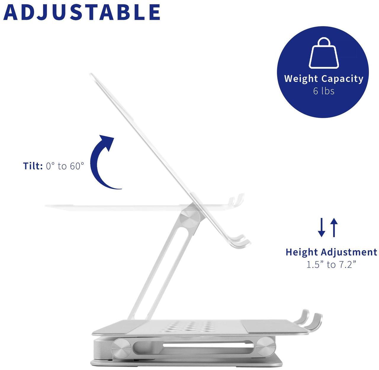 Alt view image 5 of 7 - VIVO Aluminum Height Adjustable Laptop / Notebook Stand Docking Station