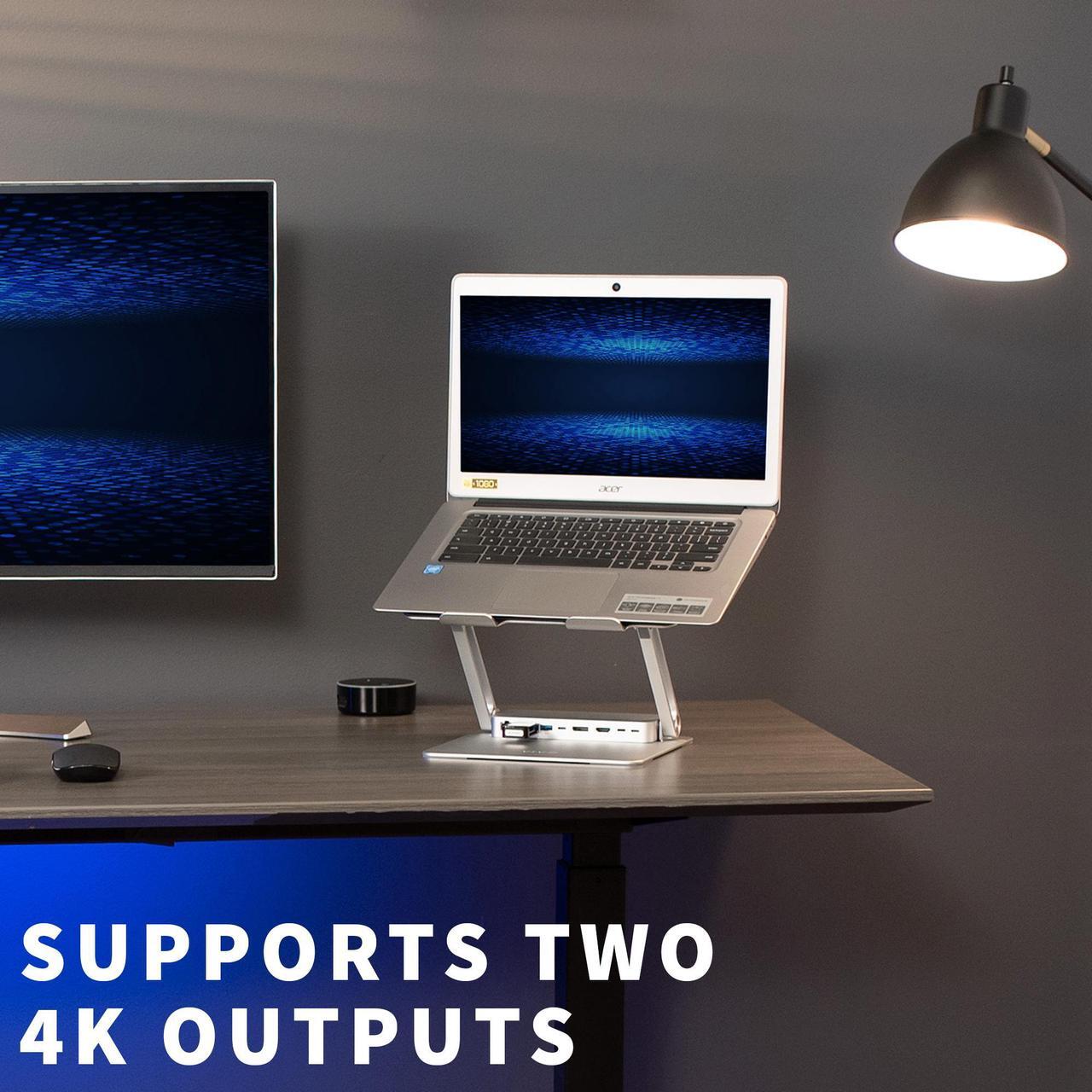 Alt view image 6 of 7 - VIVO Aluminum Height Adjustable Laptop / Notebook Stand Docking Station