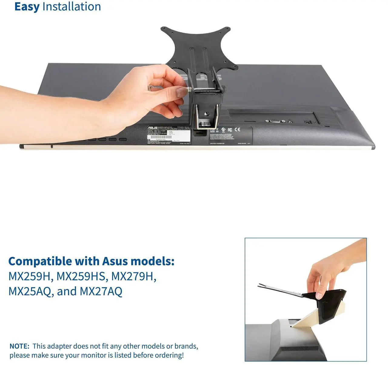 Alt view image 3 of 7 - VIVO VESA Adapter Plate Bracket Attachment Kit Designed for Compatible Asus Monitors (MOUNT-ASMX01)