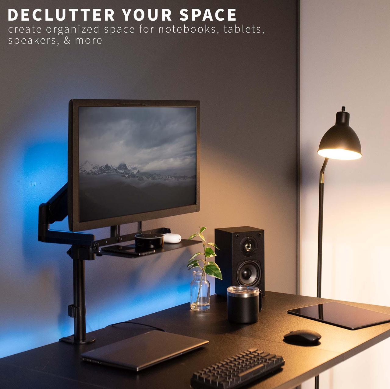 Alt view image 2 of 7 - VIVO Over/Under VESA Monitor Shelf, Holds Speakers, Streaming Devices, Routers, and More (MOUNT-SF01M)