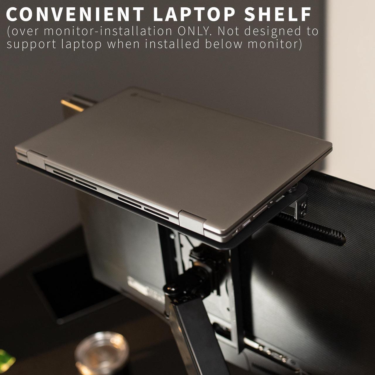 Alt view image 6 of 7 - VIVO Over/Under VESA Monitor Shelf, Holds Speakers, Streaming Devices, Routers, and More (MOUNT-SF01M)