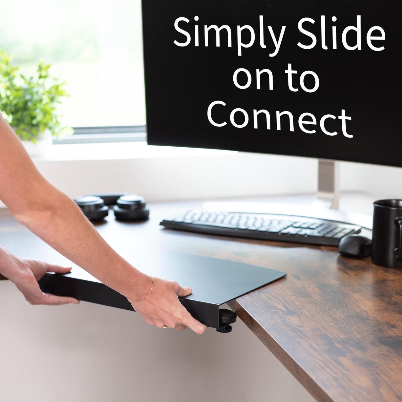 Alt view image 6 of 7 - VIVO Clamp-on 17 inch Steel Corner Connector Platform, Workspace Extender for L-shaped Desk, DESK-AC07C