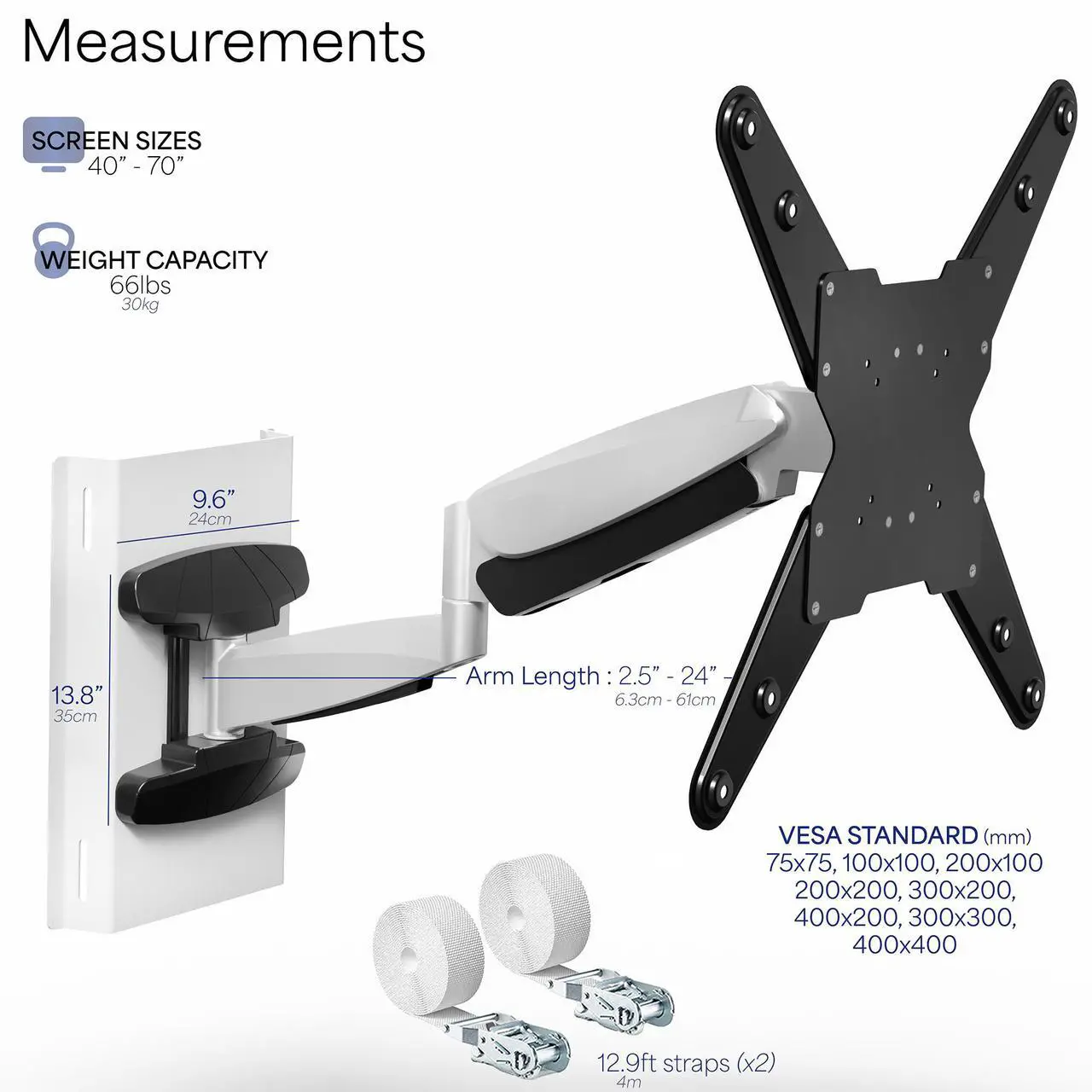 Alt view image 3 of 7 - VIVO Height Adjustable 40" to 70" TV Exposed Column Pneumatic Arm Screen Mount, MOUNT-TVCL1