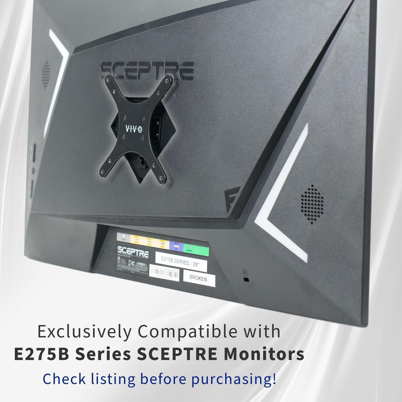 Alt view image 5 of 7 - VIVO VESA Adapter Plate Bracket, Designed for Sceptre E275B Series Monitors, VESA up to 100x100, Black, MOUNT-SRC275