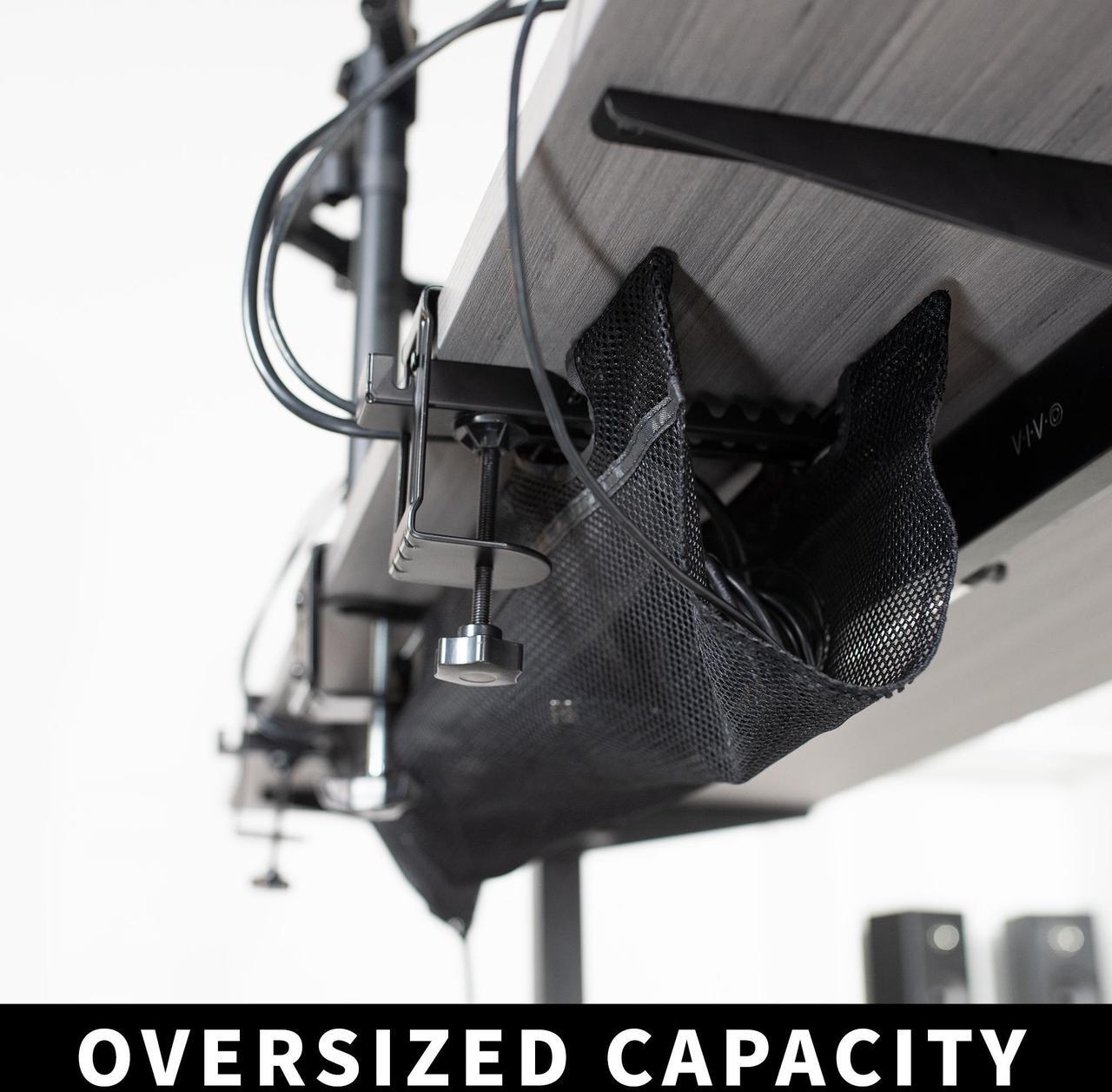 Alt view image 7 of 8 - VIVO Black 36" Clamp-on Under Desk Cable Net, Workstation Wire Organizer, Mesh Cable Management (DESK-AC36MH)