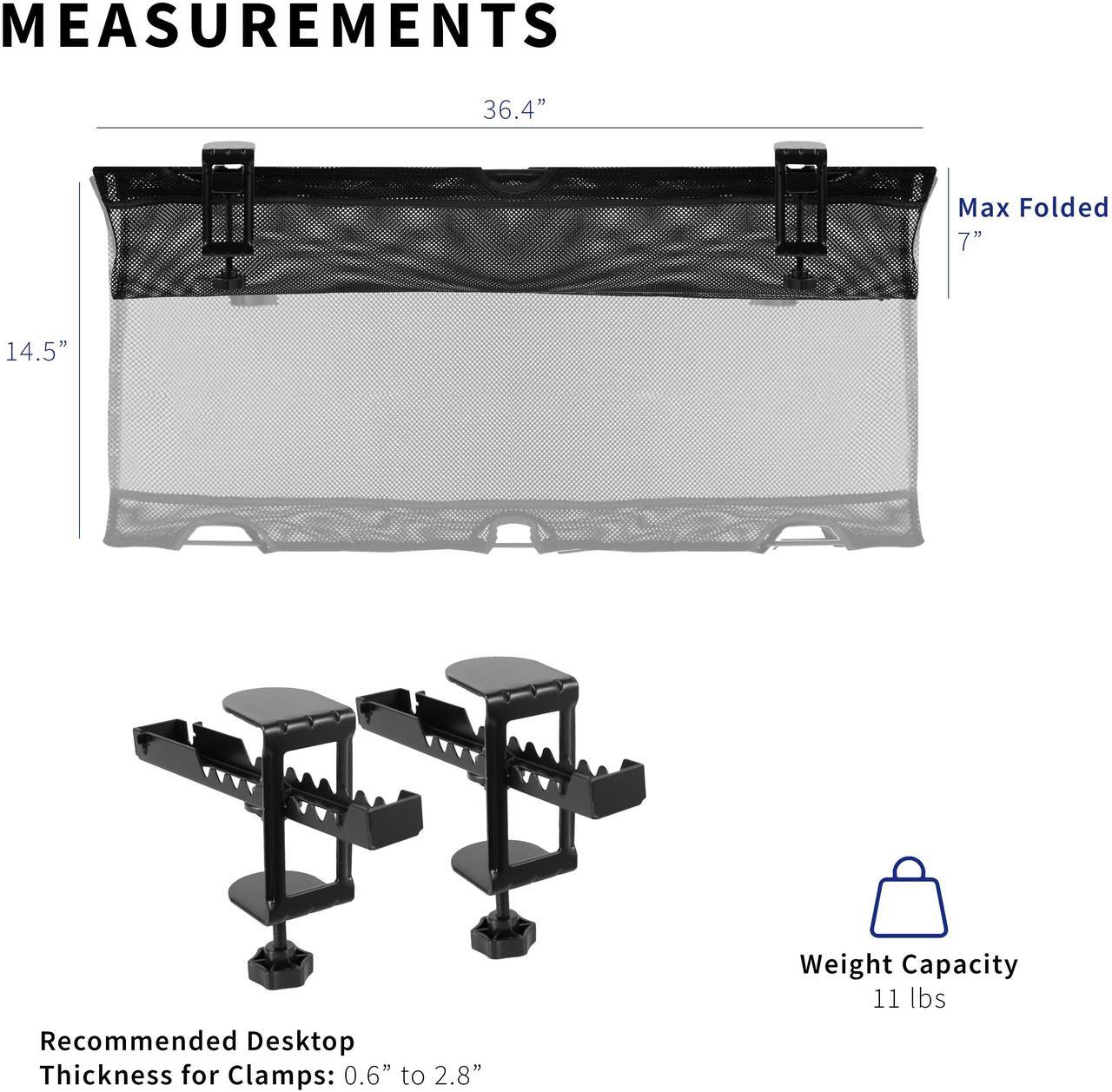 Alt view image 6 of 8 - VIVO Black 36" Clamp-on Under Desk Cable Net, Workstation Wire Organizer, Mesh Cable Management (DESK-AC36MH)
