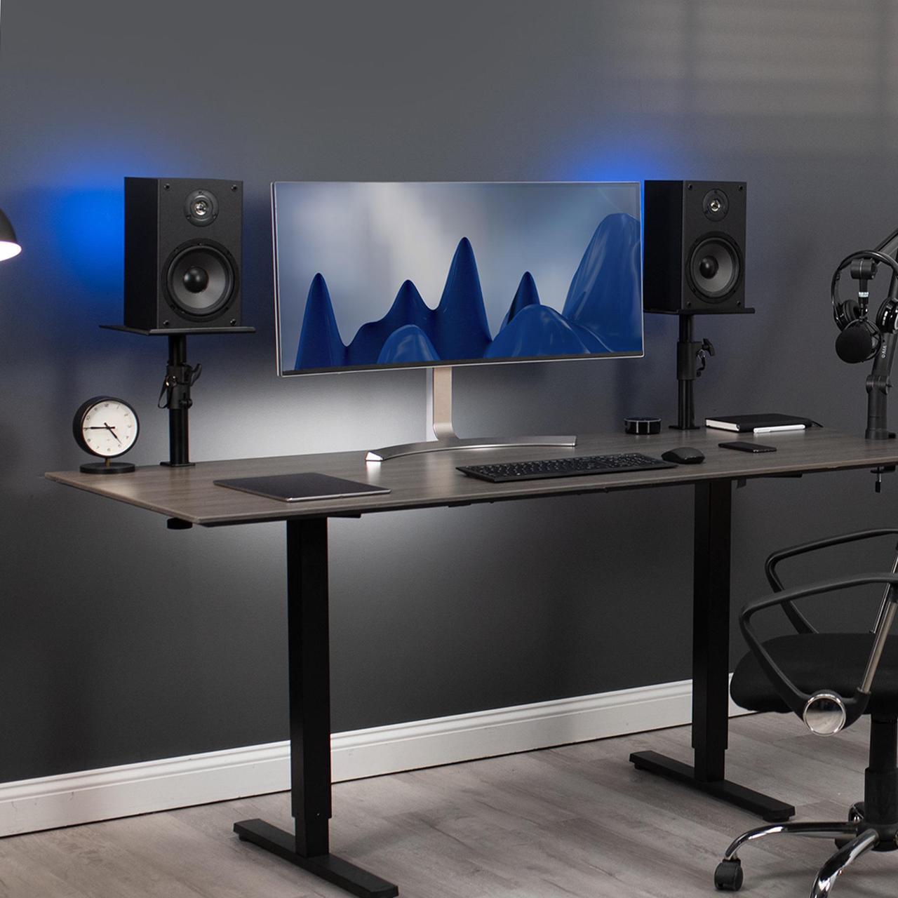Alt view image 2 of 8 - VIVO Universal Steel Clamp-on Desk / Table Speaker Stands, Height Adjustment and Tilt, Black, 2 Pack (MOUNT-SP01CB)