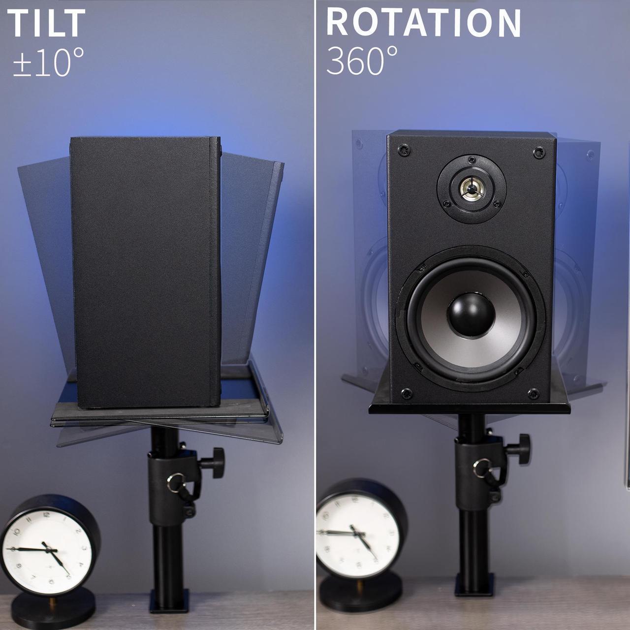 Alt view image 5 of 8 - VIVO Universal Steel Clamp-on Desk / Table Speaker Stands, Height Adjustment and Tilt, Black, 2 Pack (MOUNT-SP01CB)