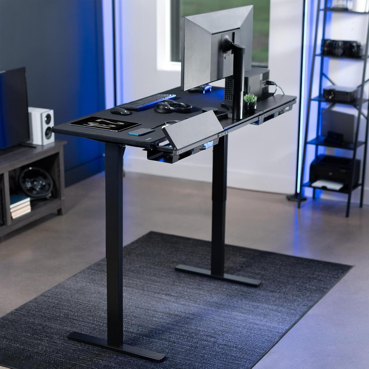 Alt view image 6 of 7 - VIVO Black 60" x 30" Concealed Cable Table Top with Full-Size Mouse Pad for Standard & Sit Stand Desk Frames, DESK-TOP3