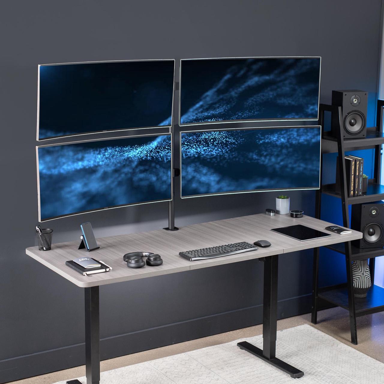 Alt view image 2 of 7 - VIVO Telescoping Quad Ultrawide 27" to 38" LCD Monitor Desk Mount Stand with Extra Tall Pole (STAND-TS38C-4)