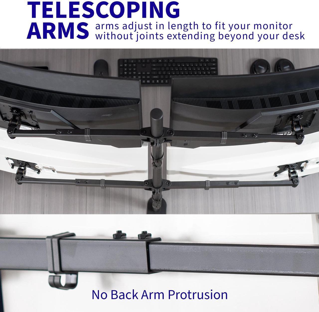 Alt view image 4 of 7 - VIVO Telescoping Quad Ultrawide 27" to 38" LCD Monitor Desk Mount Stand with Extra Tall Pole (STAND-TS38C-4)