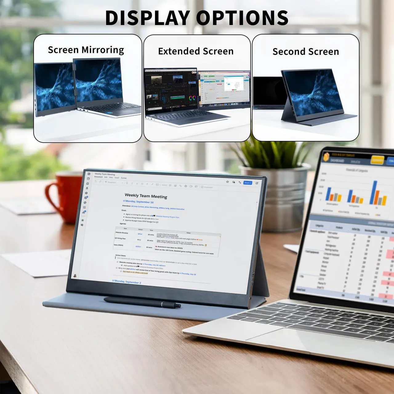 Alt view image 5 of 7 - VIVO 15.6" Portable Monitor with Laptop Extension Holder, Fits Laptops up to 18.5 inches, Black, STAND-PM01M