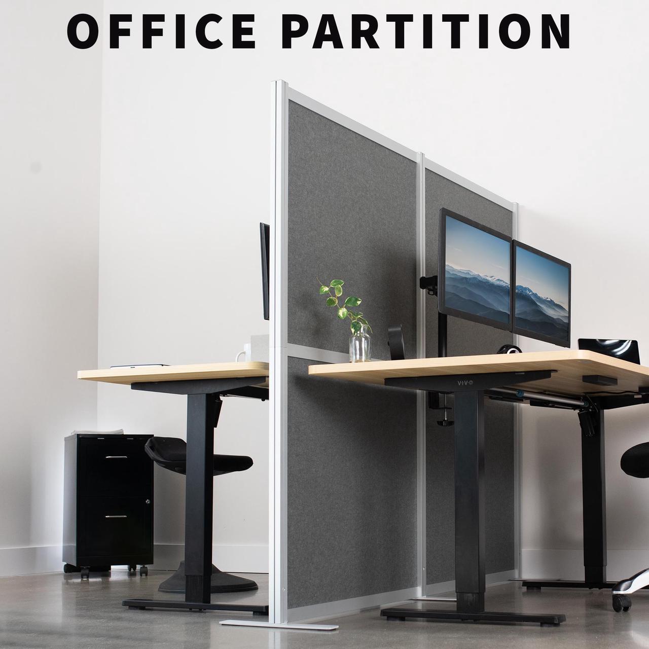 Alt view image 4 of 7 - VIVO Modular Wall System, 2 PET Panels, Modern Office Cubicle Dividers