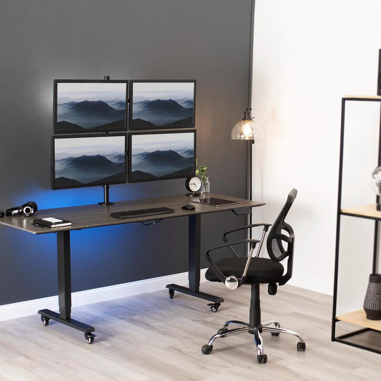 Alt view image 2 of 7 - VIVO Quad LCD Monitor Desk Mount Stand Heavy Duty Fully Adjustable fits Four Screens up to 30" (STAND-V004)