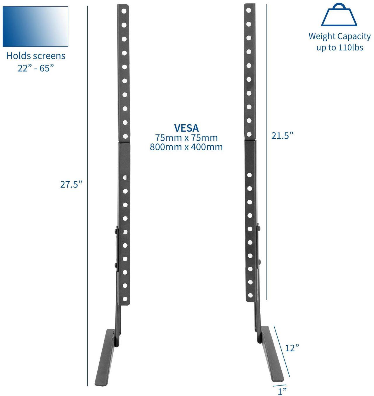 Alt view image 2 of 7 - VIVO Universal LCD Flat Screen TV Table Top Stand | Base fits 22" to 65" T.V.