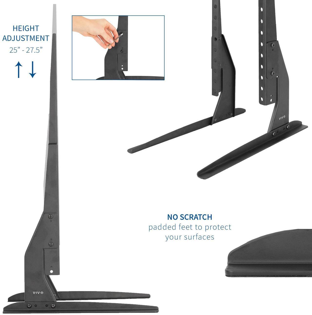 Alt view image 3 of 7 - VIVO Universal LCD Flat Screen TV Table Top Stand | Base fits 22" to 65" T.V.