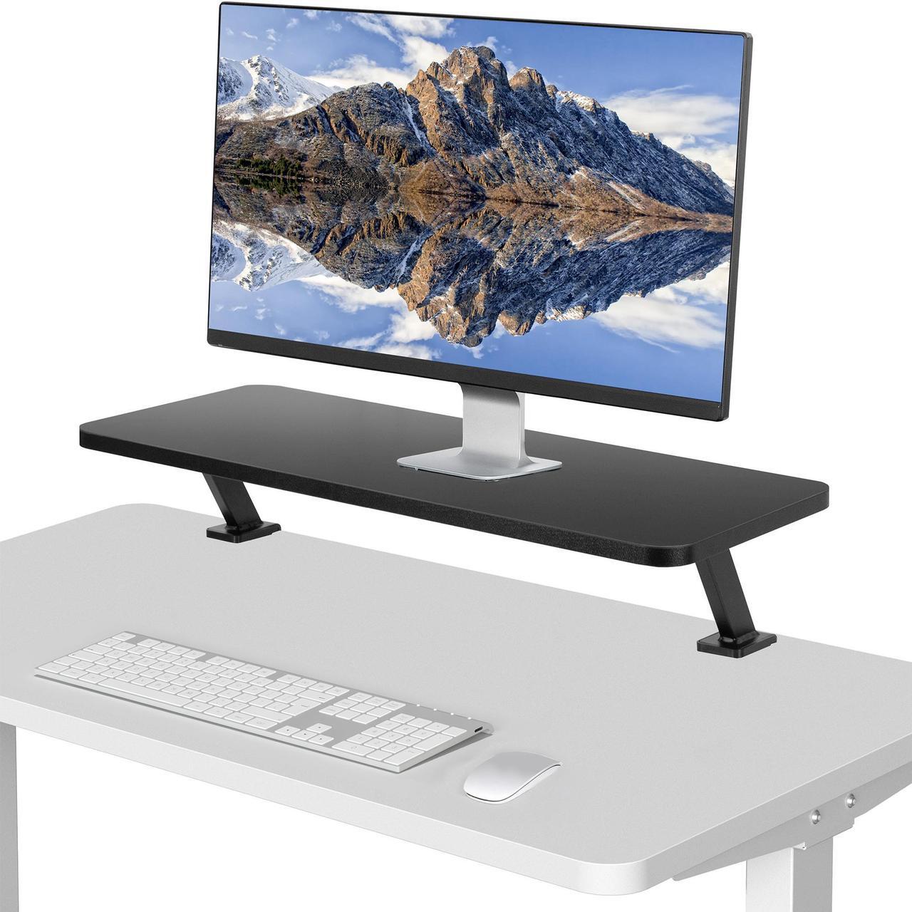 Main image of VIVO Black 26" Clamp-on Small Ergonomic Desk Shelf | Single Monitor Laptop Riser Desk Organizer (STAND-SHELF24B)