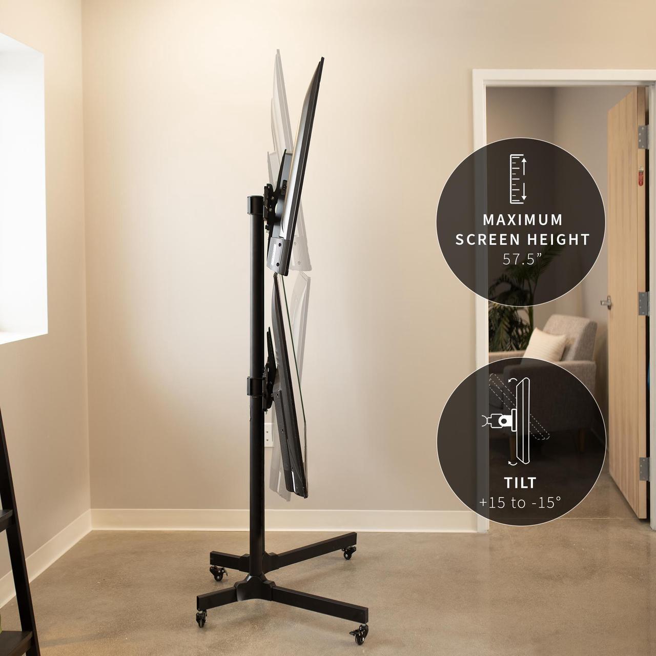 Alt view image 3 of 7 - VIVO Dual TV Cart Mount for LCD LED Plasma Flat Panel | Fits 32" to 65" Screens
