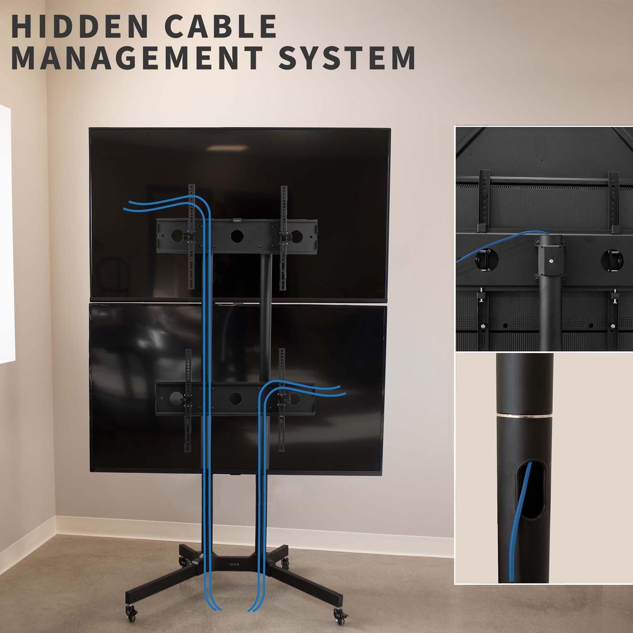 Alt view image 7 of 7 - VIVO Dual TV Cart Mount for LCD LED Plasma Flat Panel | Fits 32" to 65" Screens