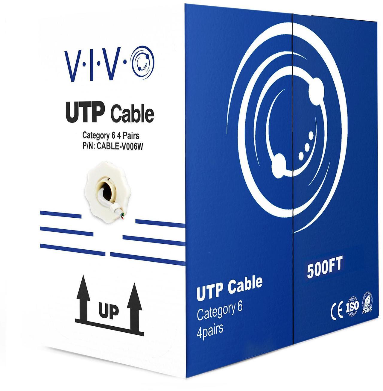Main image of VIVO 500ft bulk Cat6 Ethernet Cable / Wire UTP Pull Box 500 ft Cat-6 White LAN