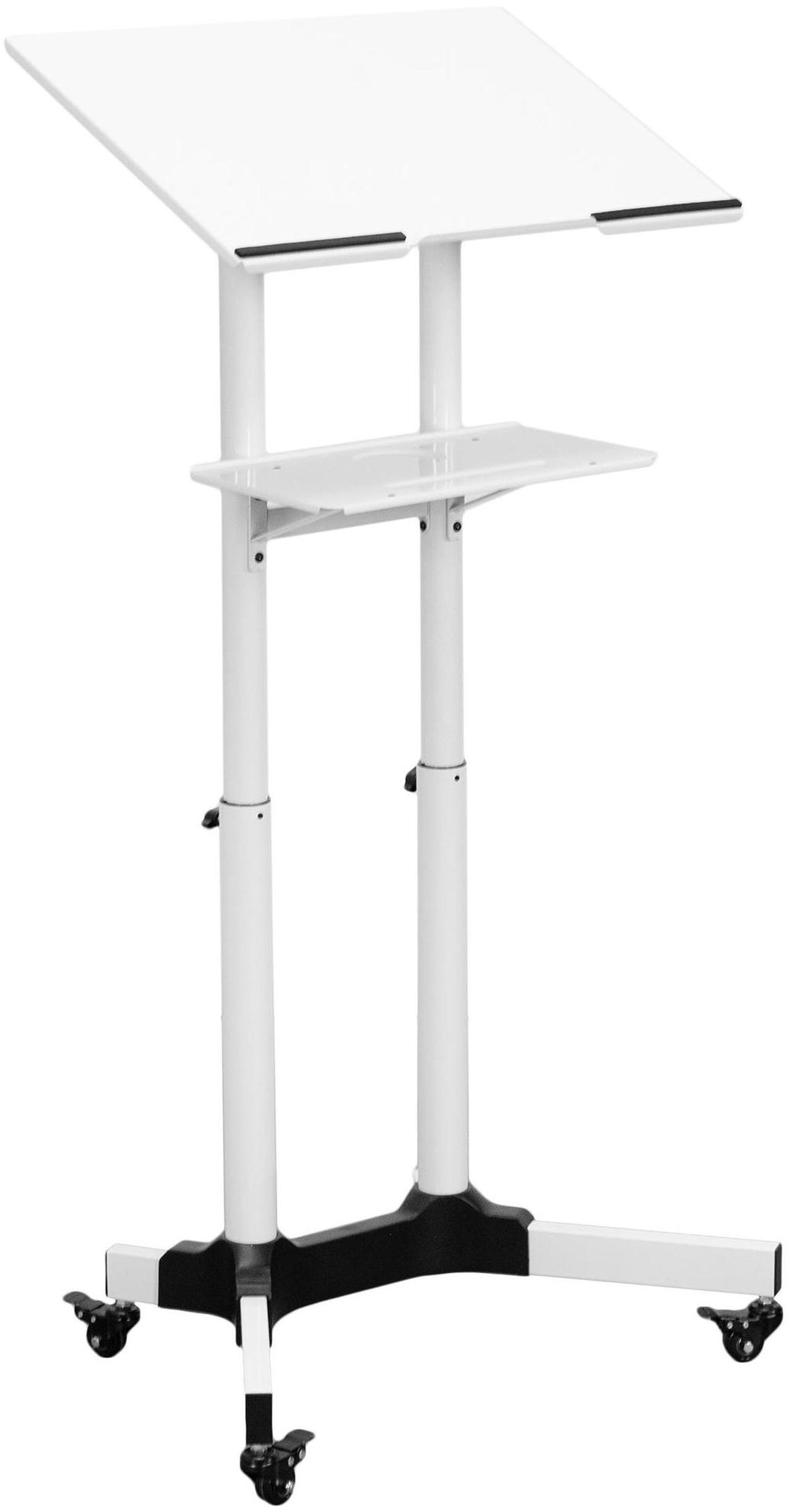 Main image of VIVO White Steel Mobile 24" Height Adjustable Multi-Purpose Rolling Podium, Lectern, and Laptop Workstation (CART-V03W)