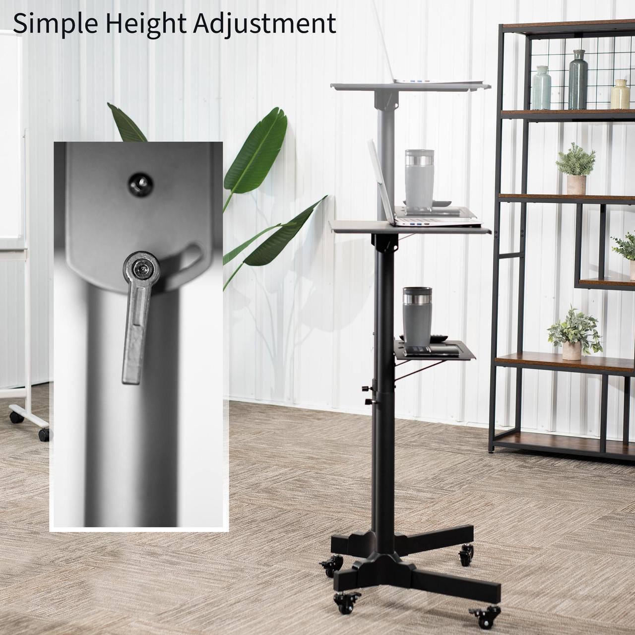 Alt view image 5 of 7 - VIVO White Steel Mobile 24" Height Adjustable Multi-Purpose Rolling Podium, Lectern, and Laptop Workstation (CART-V03W)