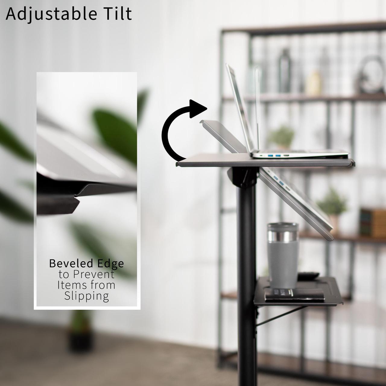 Alt view image 7 of 7 - VIVO White Steel Mobile 24" Height Adjustable Multi-Purpose Rolling Podium, Lectern, and Laptop Workstation (CART-V03W)