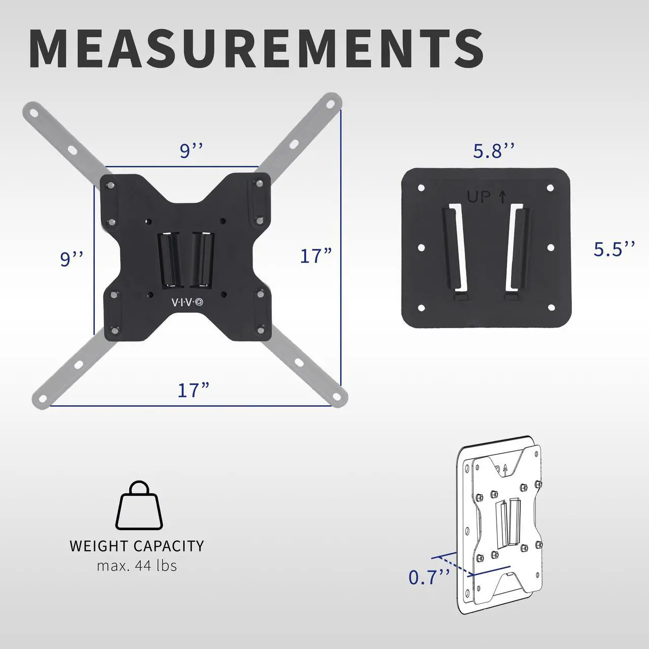 Alt view image 3 of 7 - VIVO Large RV TV Mount, Holds Up to 55" Screens, 44 lbs Capacity with Max VESA 400x400mm, Black, MOUNT-VWRV2