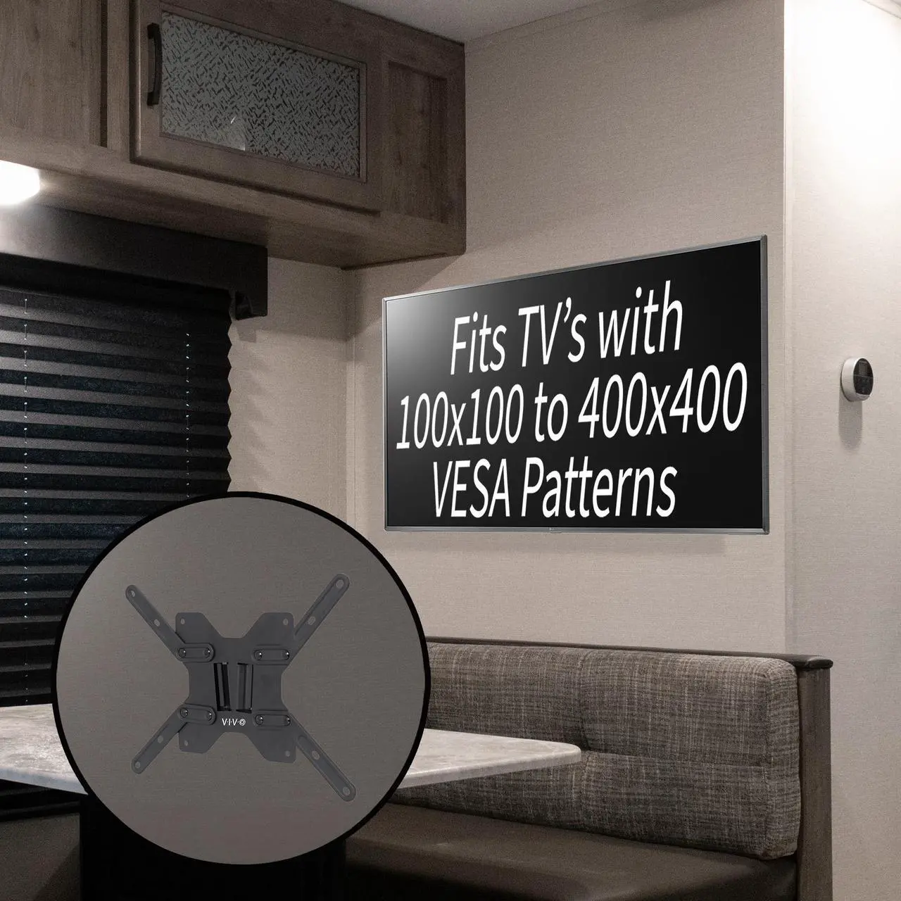 Alt view image 7 of 7 - VIVO Large RV TV Mount, Holds Up to 55" Screens, 44 lbs Capacity with Max VESA 400x400mm, Black, MOUNT-VWRV2