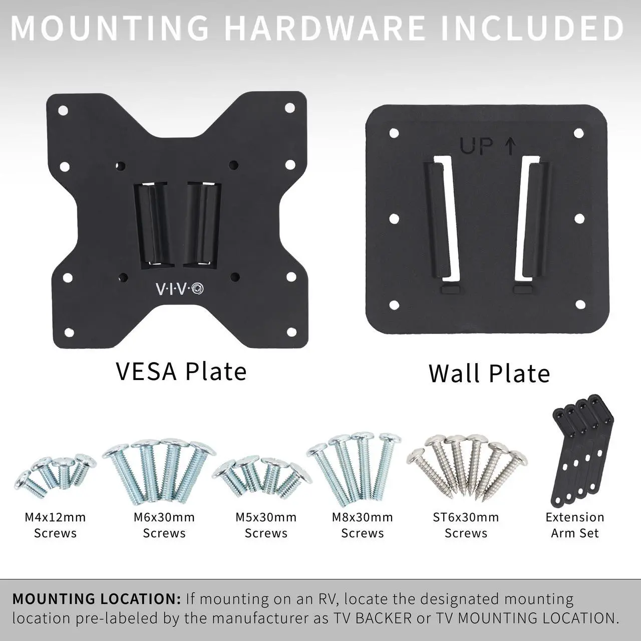 Alt view image 5 of 7 - VIVO Large RV TV Mount, Holds Up to 55" Screens, 44 lbs Capacity with Max VESA 400x400mm, Black, MOUNT-VWRV2