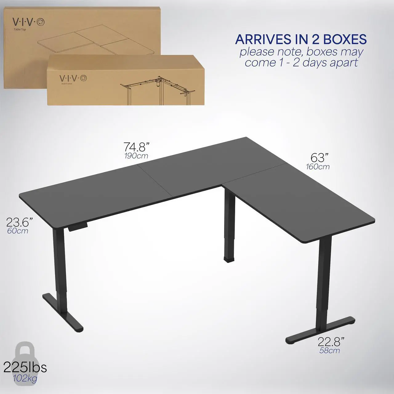 Alt view image 6 of 7 - VIVO Black Electric 75" x 63" Corner Stand Up Desk, Height Adjustable L-Shaped Workstation (DESK-E3CTB-75)