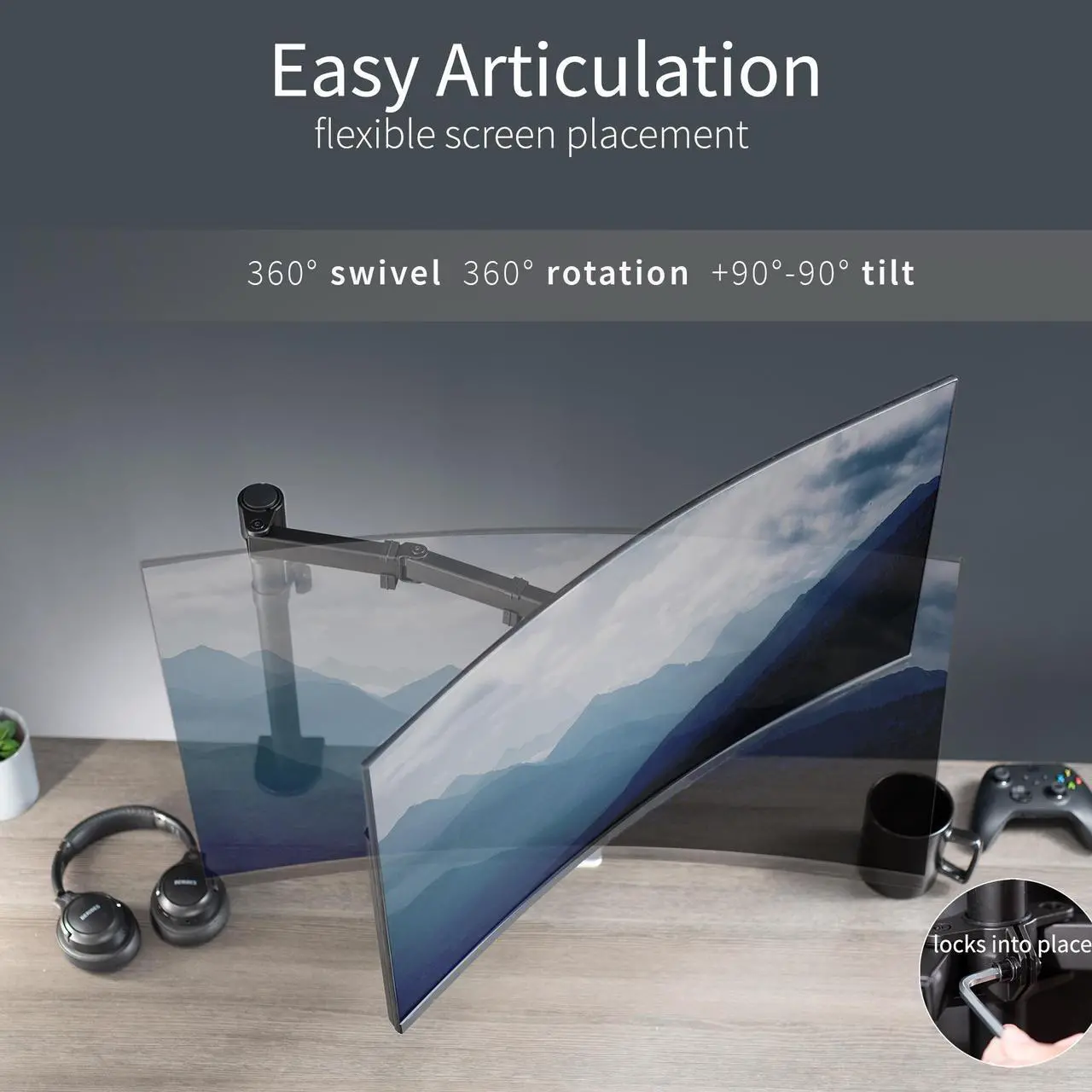 Alt view image 3 of 7 - VIVO Single Monitor Desk Mount Stand Fully Adjustable/Tilt for 1 Computer Screen