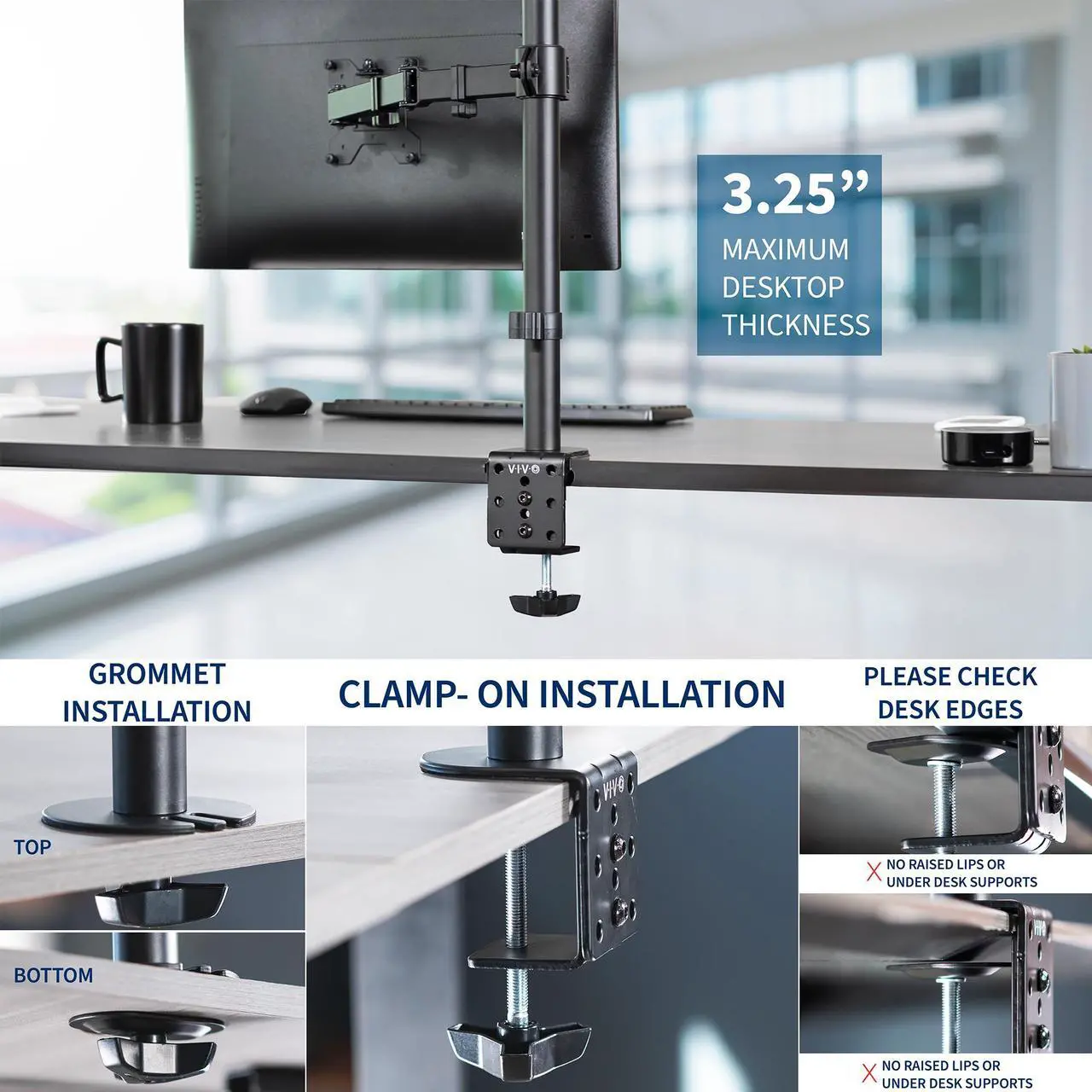 Alt view image 5 of 7 - VIVO Single Monitor Desk Mount Stand Fully Adjustable/Tilt for 1 Computer Screen