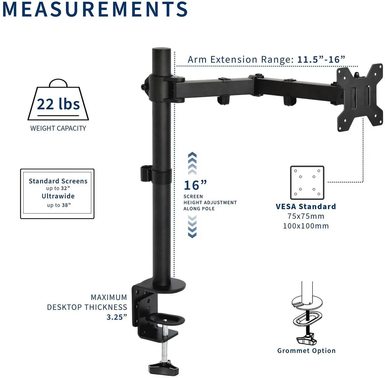 Alt view image 6 of 7 - VIVO Single Monitor Desk Mount Stand Fully Adjustable/Tilt for 1 Computer Screen