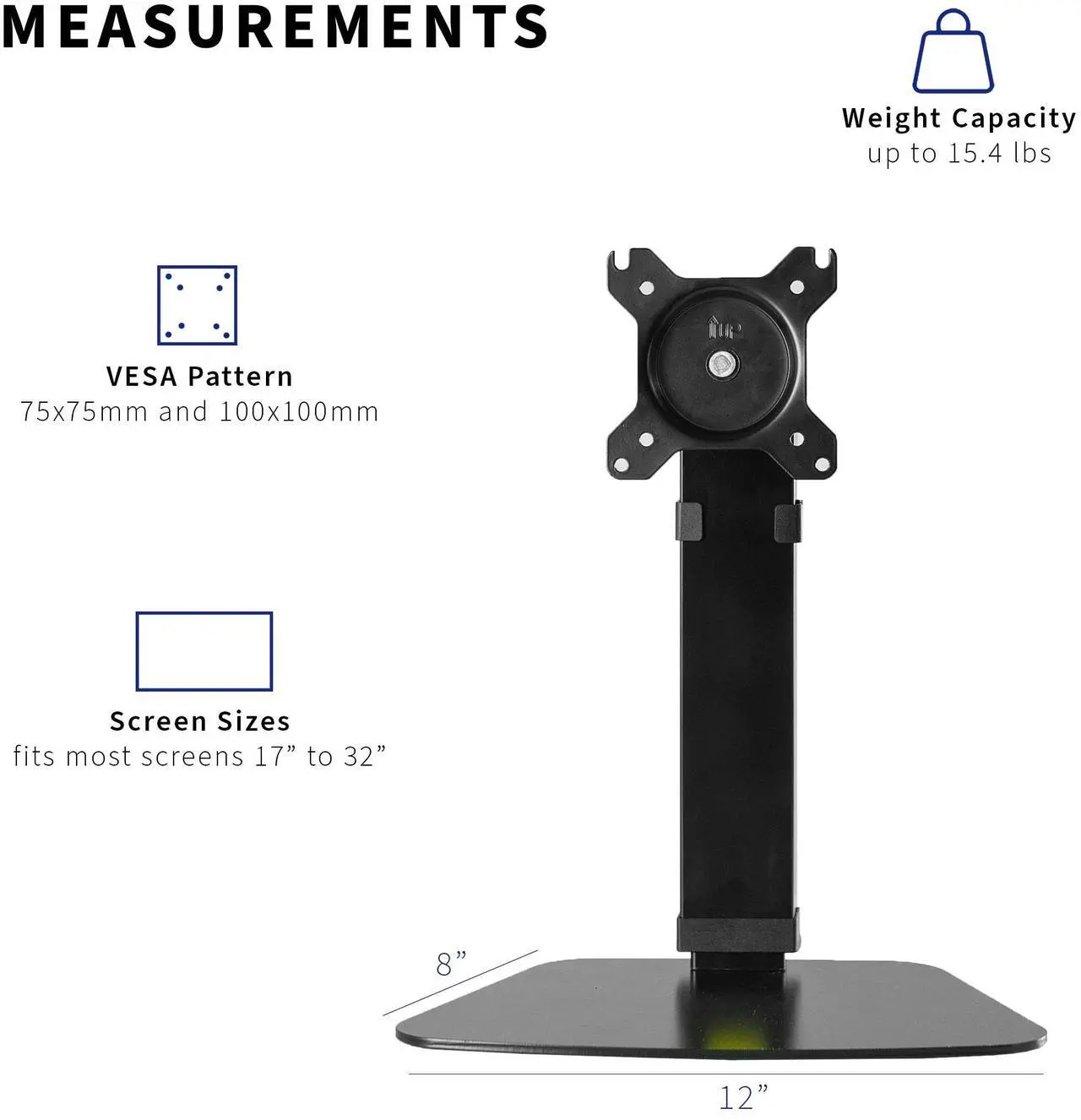 Alt view image 5 of 7 - VIVO Tall Single Monitor Mount Height Adjustable Stand | Fits 1 Screen up to 32"