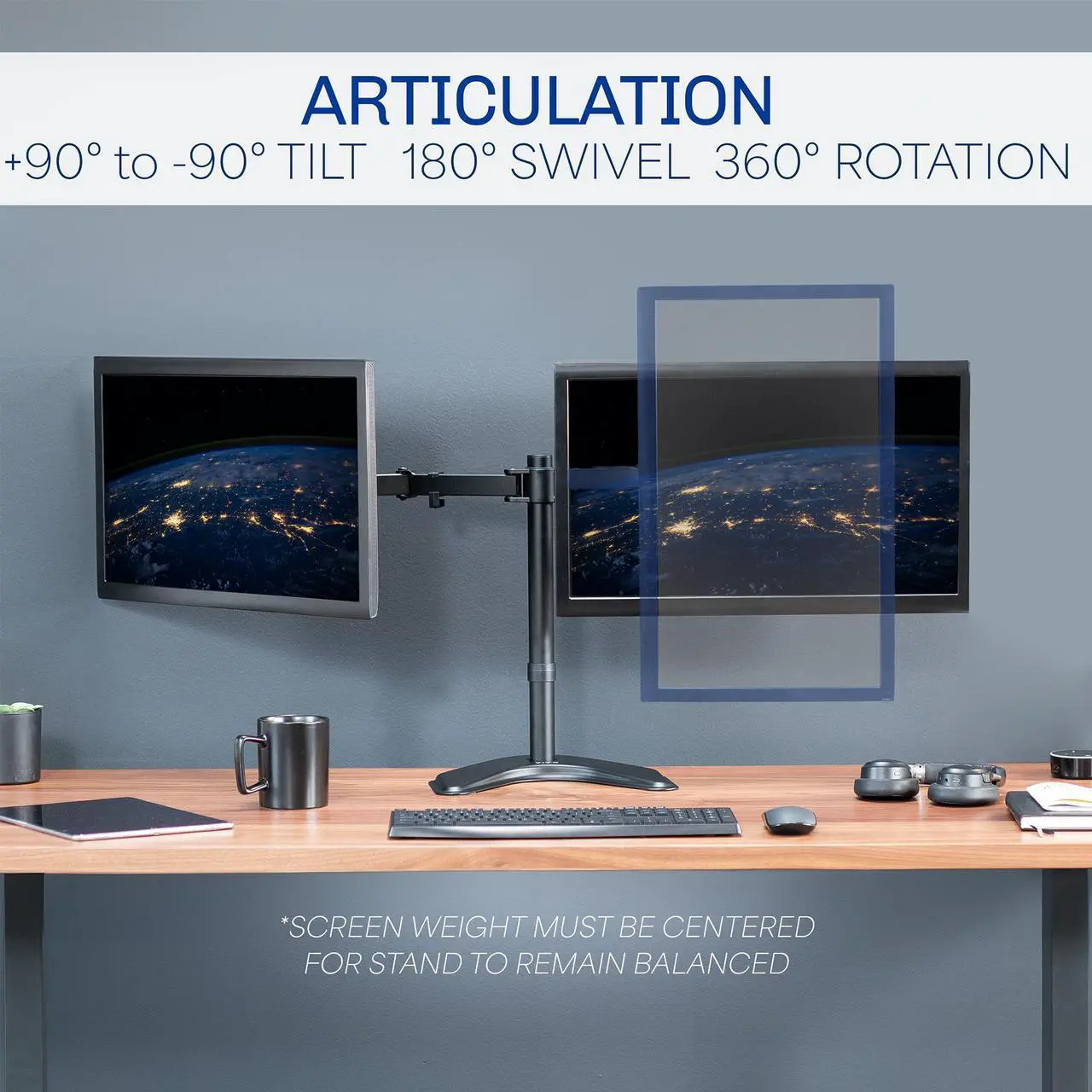 Alt view image 4 of 7 - VIVO Black Dual Monitor Articulating Desk Stand Mount, Fits Up to 27" Screens