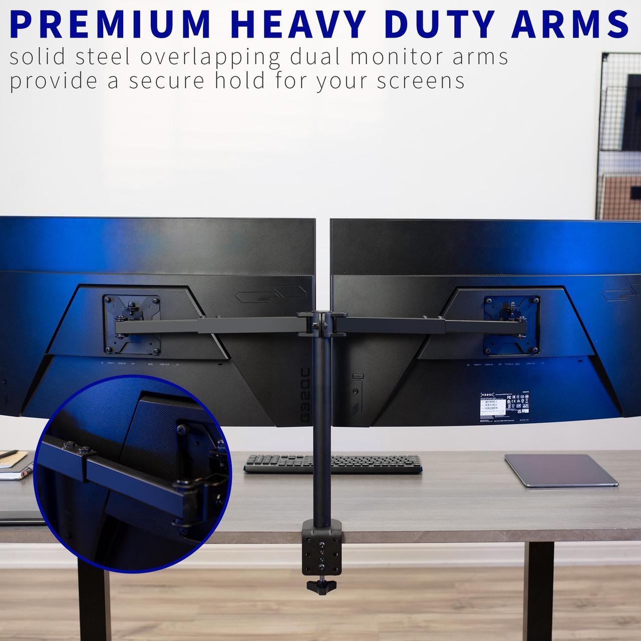 Alt view image 3 of 7 - VIVO Telescoping Dual 21" to 32" LCD Monitor Desk Mount Stand, Heavy Duty, Fully Adjustable (STAND-V002E)
