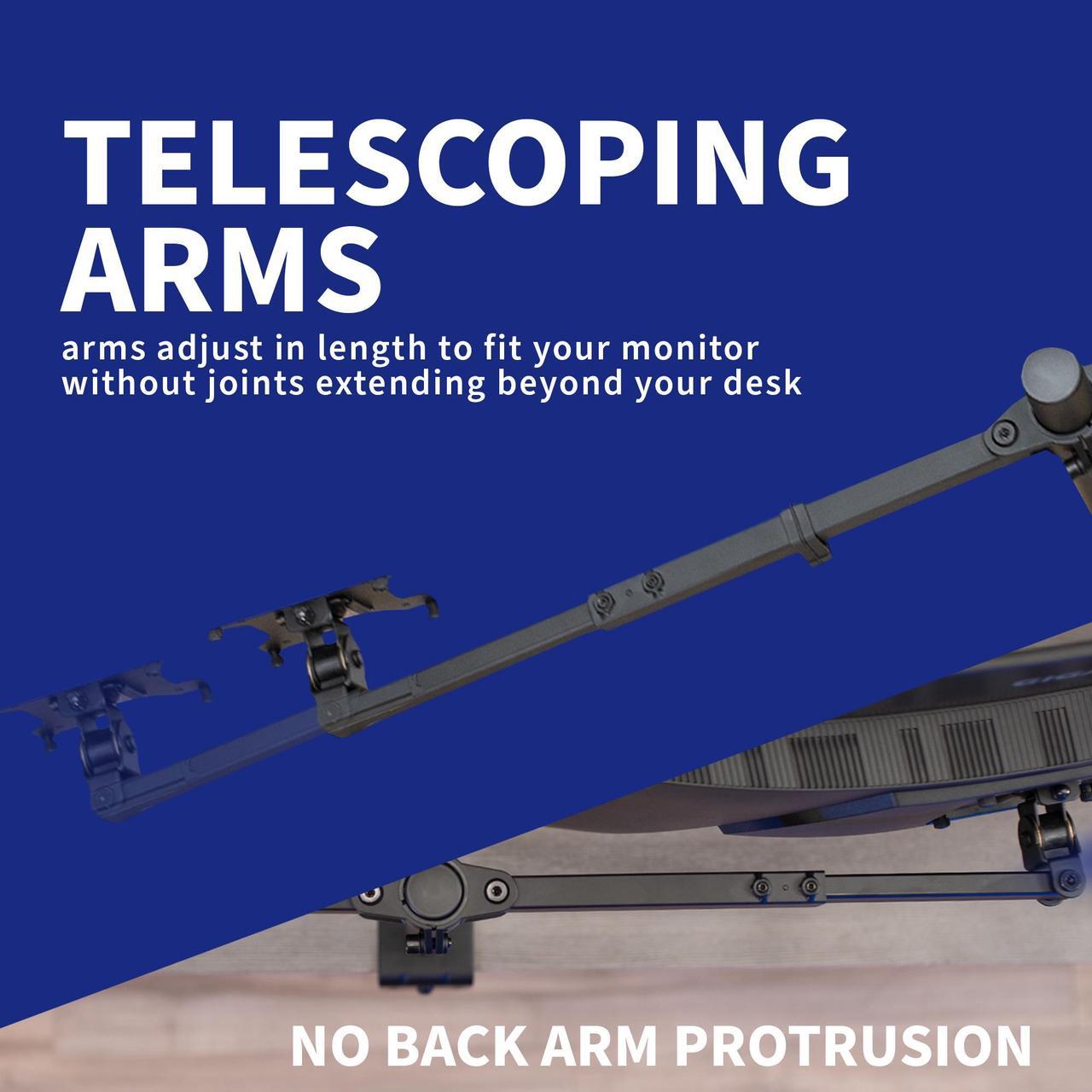 Alt view image 4 of 7 - VIVO Telescoping Dual 21" to 32" LCD Monitor Desk Mount Stand, Heavy Duty, Fully Adjustable (STAND-V002E)